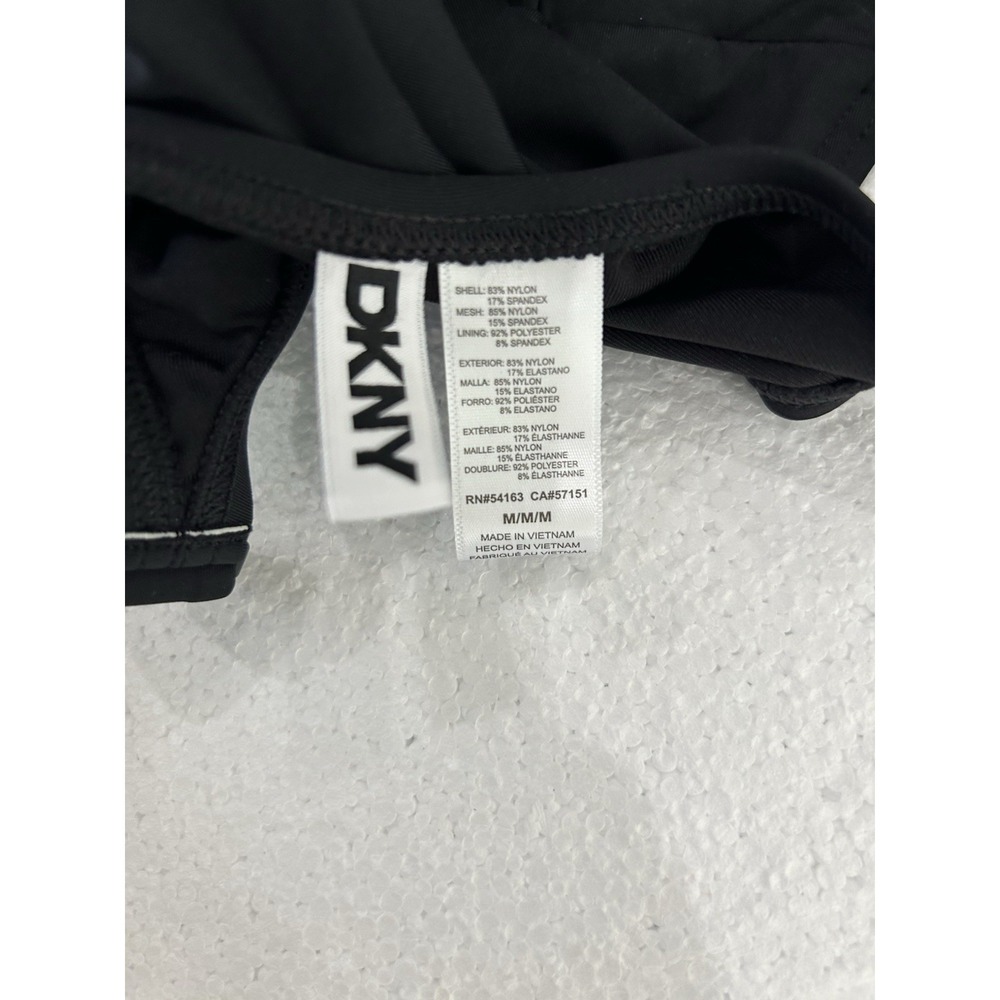 DKNY Womens Ruffle Plunge V-Neck One Piece Swimsuit Solid Black‎ Size M NWT - Picture 7 of 8